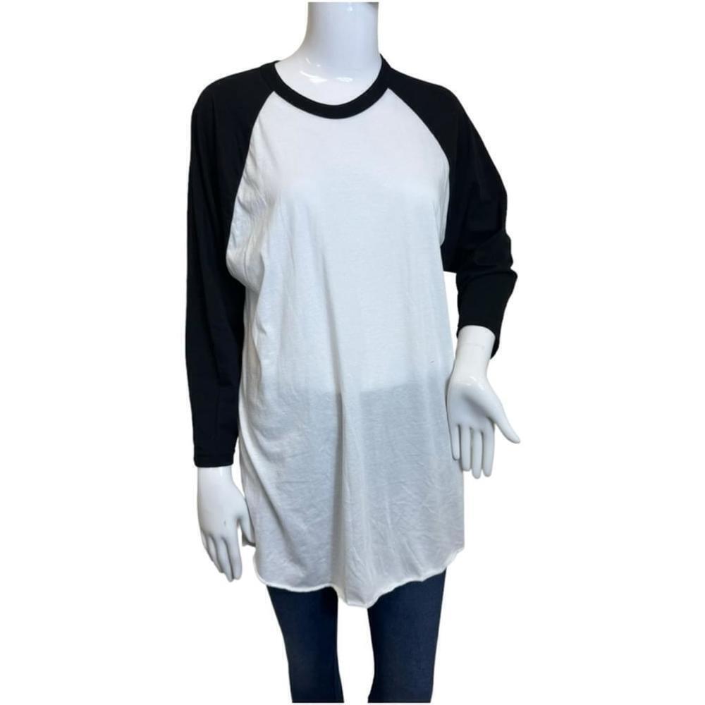 AMERICAN APPAREL size large jersey style t shirt white black sleeves